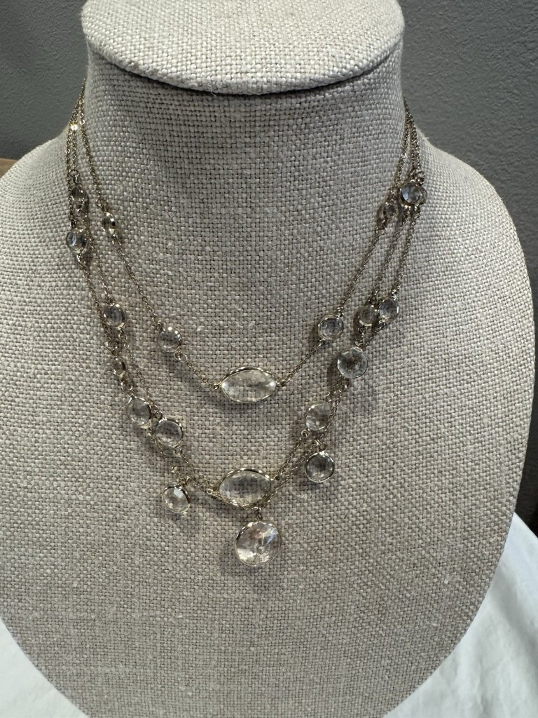 Nordstrom Gold Tone Clear Stone Bead Charms Layered Multistrand 18" Necklace New — image 2 of 8
